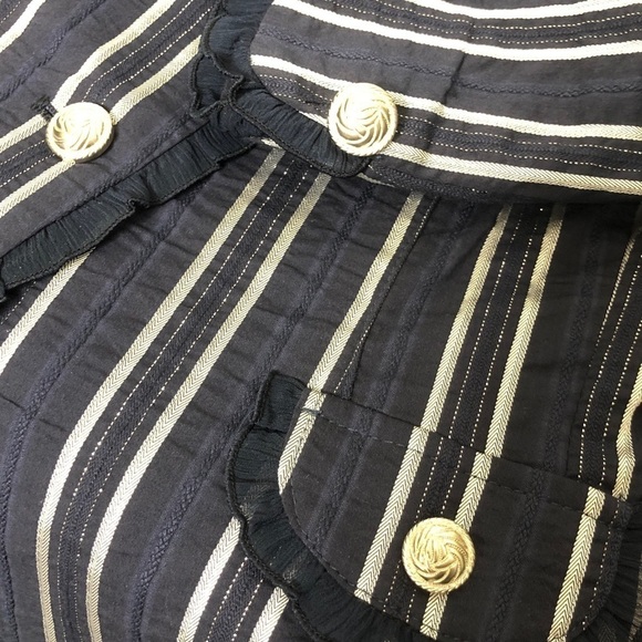 Roots Navy and Silver Striped Blazer with Silver Buttons - Size Small - Picture 3 of 7